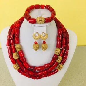 Elegant handmade coral necklace set