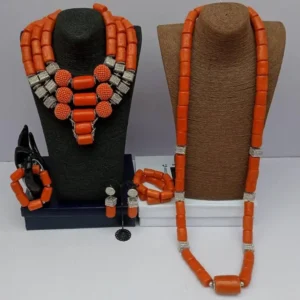 Africa Nigeria Bead Traditional Edo Igbo Three piece Original set Italian Coral Bead Set